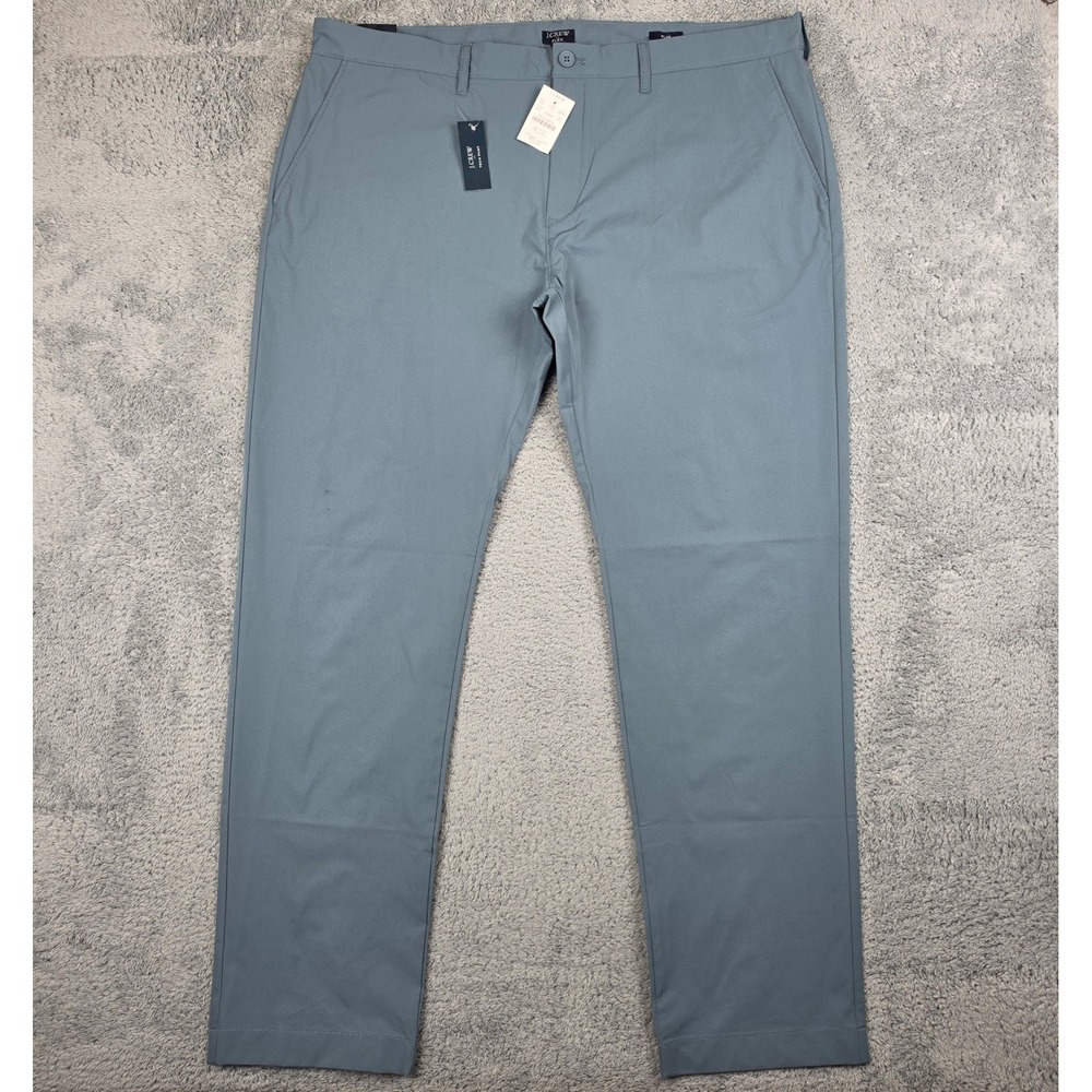J Crew Tech Pants Mens 40x32 Blue Gray Slim Fit Flex Chino Casual Commuter NWT